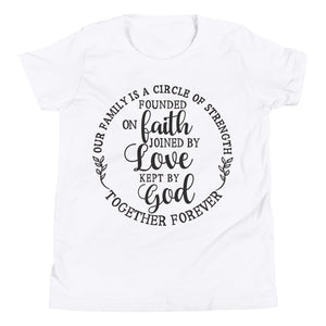 Youth Faith T-shirt - Our Family Kept By God Together Forever, God family Matching T-Shirt