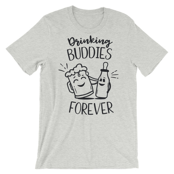 Drinking Buddies Forever Father Grey Tees, Matching Tees with baby & Toddler