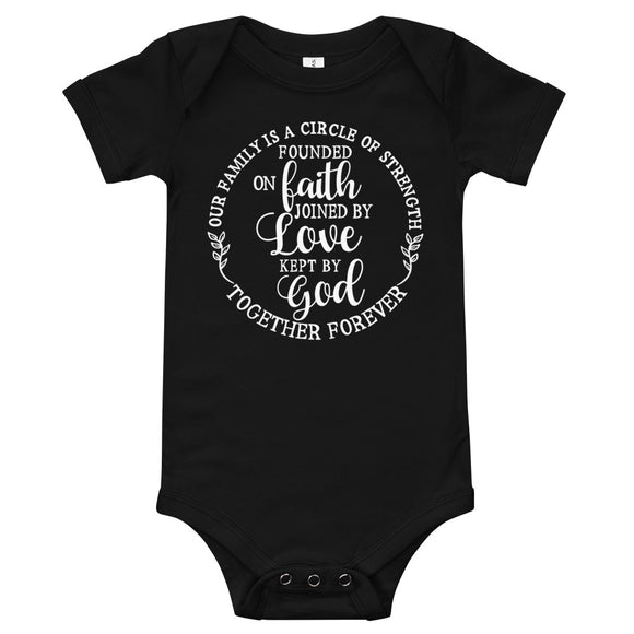 Baby Black Romper- Our Family Kept By God Together Forever, God family Matching T-Shirt