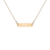 "Trust" Engraved 18K Rose Gold Bar Chain Necklace