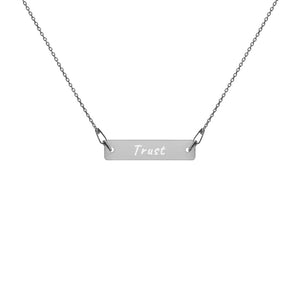 "Trust" Engraved 18K Rose Gold Bar Chain Necklace