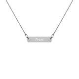 "Trust" Engraved 18K Rose Gold Bar Chain Necklace