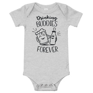 Baby Drinking Buddies Forever, Mug of Bear with Milk Bottle, Matching Baby Romper with Adult Tees