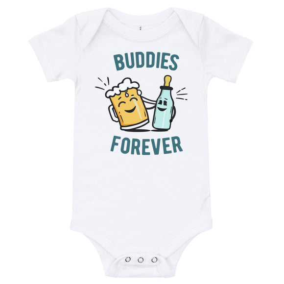 Baby Romper Buddies Forever, Beer Mug and Milk Bottle father & Son Matching Tees/Romper