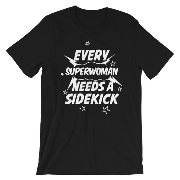 Superwoman Black Short Sleeve Tees Matching Sidekick Son/Daughter T-Shirt